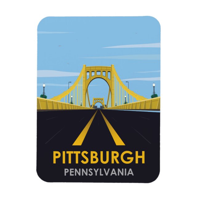 Middag Pittsburgh, bron över Vintage resor Magnet (Vertikal)