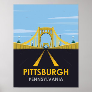 Middag Pittsburgh, bron över Vintage resor Poster