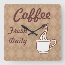 Middag Sign Coffee Wall Clock Kitchen Gift Fyrkantig Klocka
