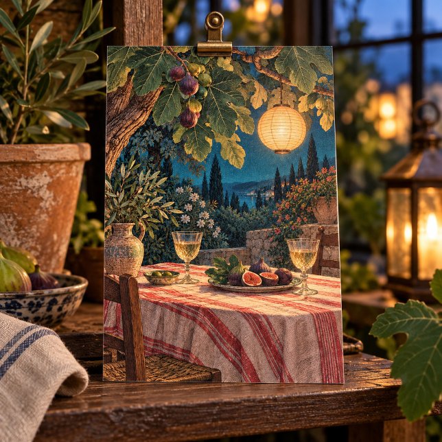 Middag under fikonträdet konsttryck poster (4 x 6 inch unframed semi-gloss print. Flat printed artwork. Styled scene; props not included.)