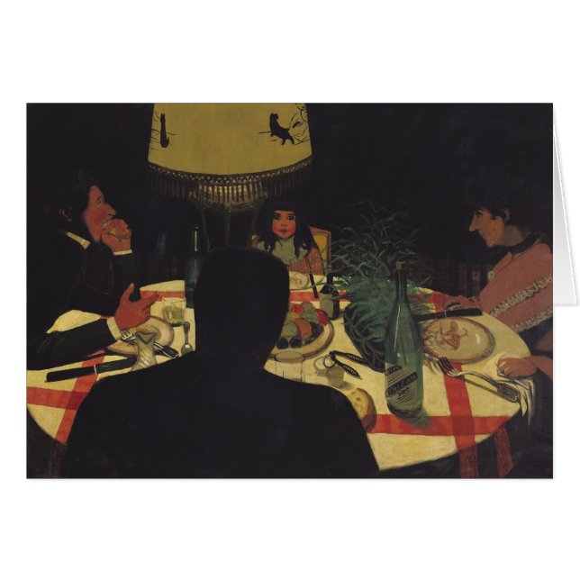 Middag vid Lamplight, 1899 Hälsningskort (Framsidan Horizontal)