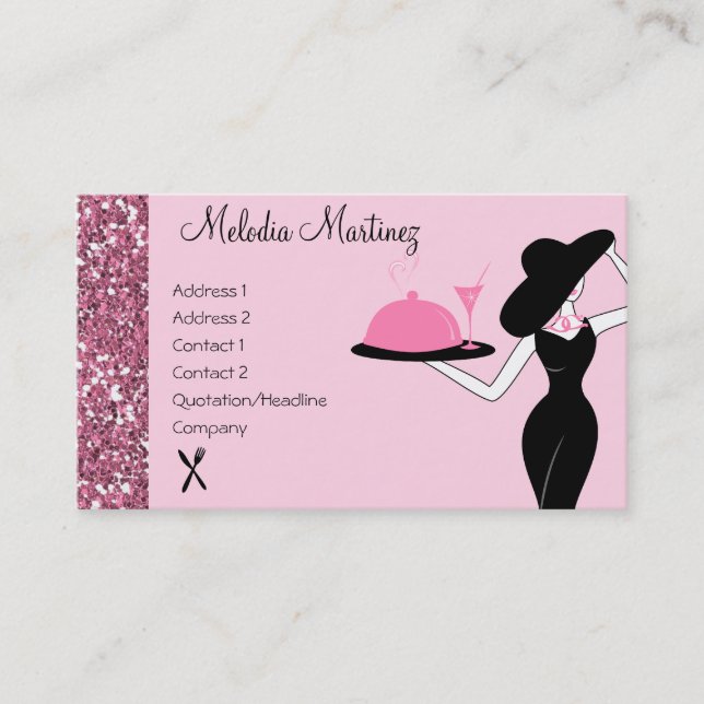 Middagen betjänas visitkort (Framsida)