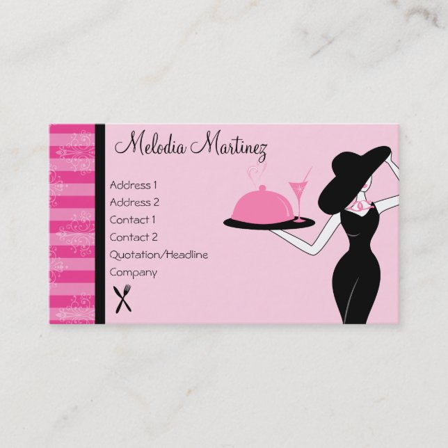 Middagen betjänas visitkort (Framsida)