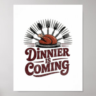 Middagen kommer Rostad kalkon gaffel krona tack Poster