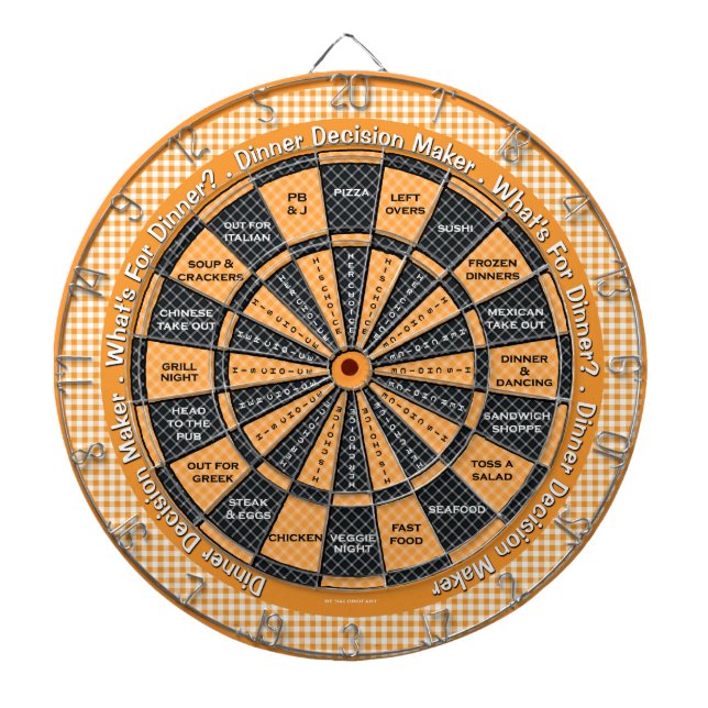 Middagsbeslutsfattare! Gult Kontrollerad tabellecl Darttavla (Framsidan)