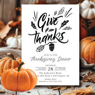 Middagsinbjudan för tacksam Thanksgiving Inbjudningar