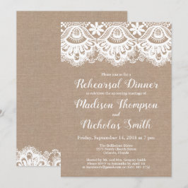 Middagsinbjudningar till Burlap och Snöre Inbjudningar