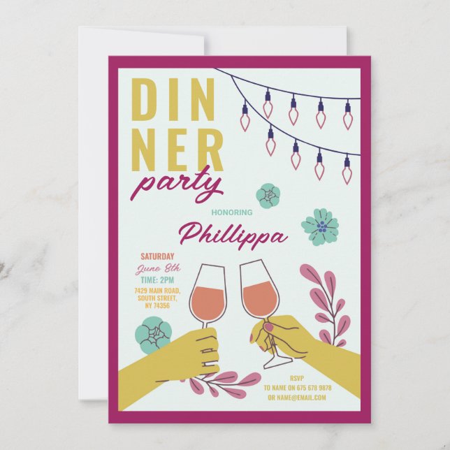Middagskväll med vänner Födelsedag Vinprovning Lun Inbjudningar (Framsida)