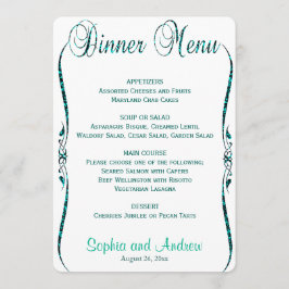 Middagsmeny | Elegant Teal Glitter Meny