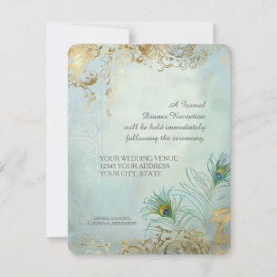 Middagsmottagning Peacock Feathers Elegant bröllop Inbjudningar