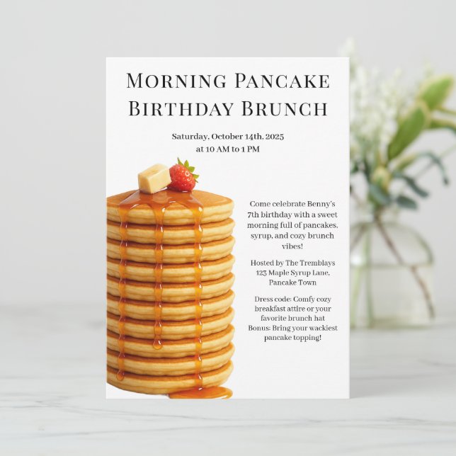 Middagspannkaka Födelsedagsbrunch | Mysig helg  Inbjudningar (Stående Fram)