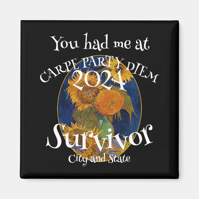 Middagsparty Helg Cocktail Vin Ost 2047 Magnet (Framsidan)