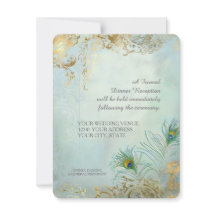 Middagsreception Påfågelsfjädrar Elegant Bröllop