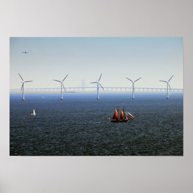 Middelgrunden Vind Farm, Oresund, Danmark Poster (Framsidan)