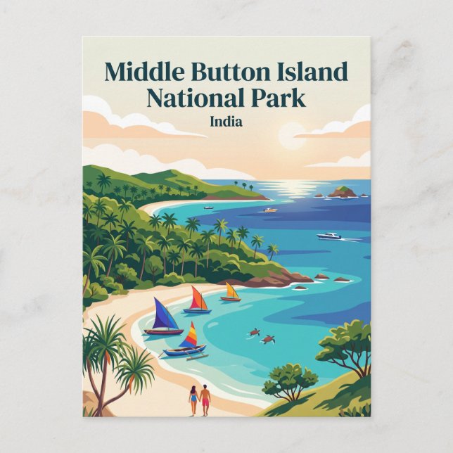 Middle Button Island National Park Indien Vykort (Framsida)