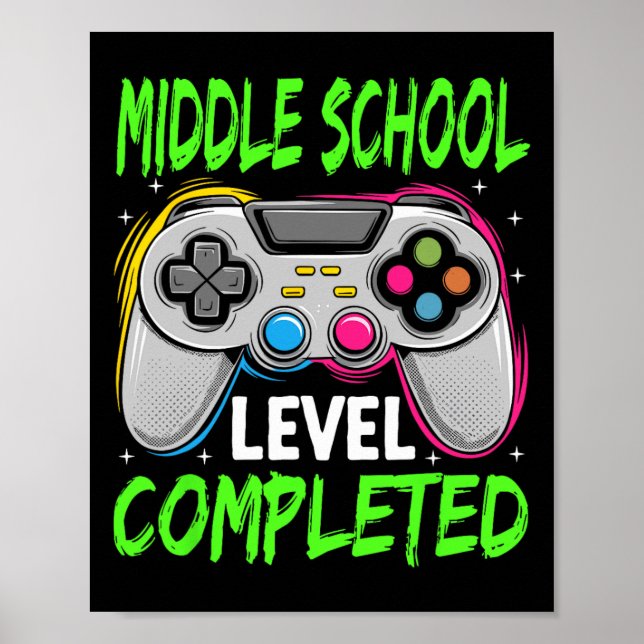 Middle School Level Complete Gamer Cl Of 2025 Grad Poster (Framsidan)