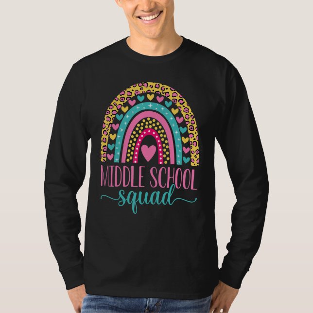 Middle School Squad Team Teacher Girls Boys Back T Shirt (Framsida)