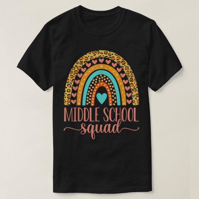 Middle School Squad Team Teacher Girls Boys Back T T Shirt (Design framsida)