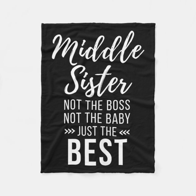 Middle Sister Crazy Funny Sister Quotes Matching S Fleecefilt (Framsidan)