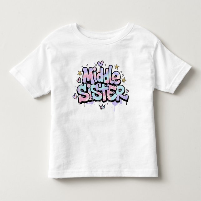 Middle Sister Shirt Cute Pastel Kids Tee (Framsida)