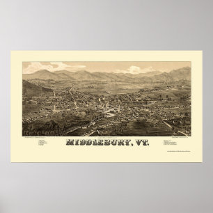 Middlebury panorama- karta för VT - 1886 Poster