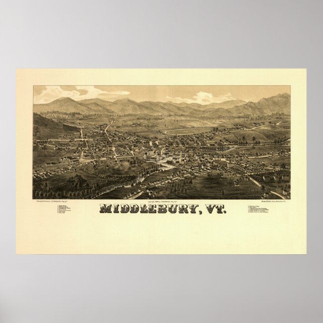 Middlebury VT 1886 Poster (Framsidan)