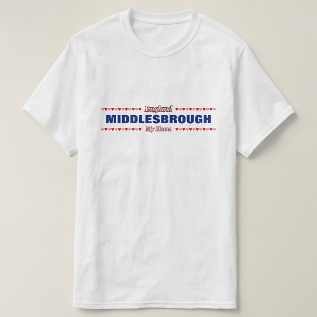 MIDDLESBROUGH - Mitt hem - England; Hjärter Tee (Design framsida)