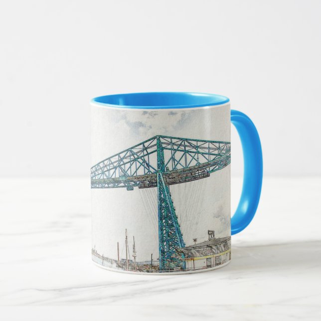 Middlesbrough Transporter Bridge Konstnärlig Skiss Mugg (Framsida höger)