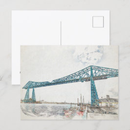 Middlesbrough Transporter Bridge Konstnärlig Skiss Vykort