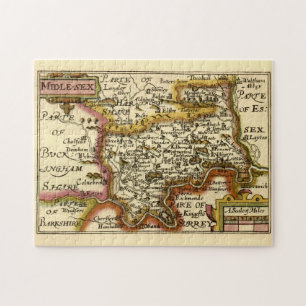 Middlesex Mitten-Sex County England Old Atlas Kart Pussel