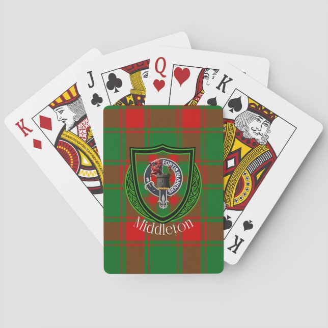 Middleton Scottish Clan Tartan & Crest Casinokort (Baksidan)