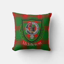 Middleton Scottish Clan Tartan & Crest Kudde