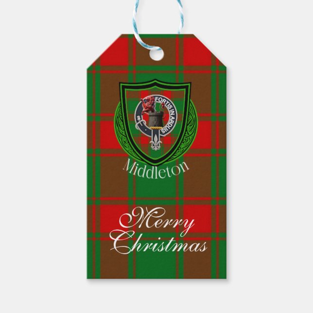 Middleton Scottish Clan Tartan & Crest Presentetikett (Framsidan)