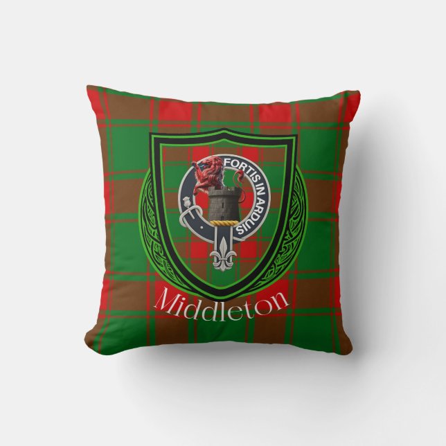 Middleton Scottish Klan Tartan & Vapensköld Kudde (Framsida)