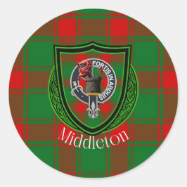 Middleton skotska klan tartan och vapen runt klistermärke