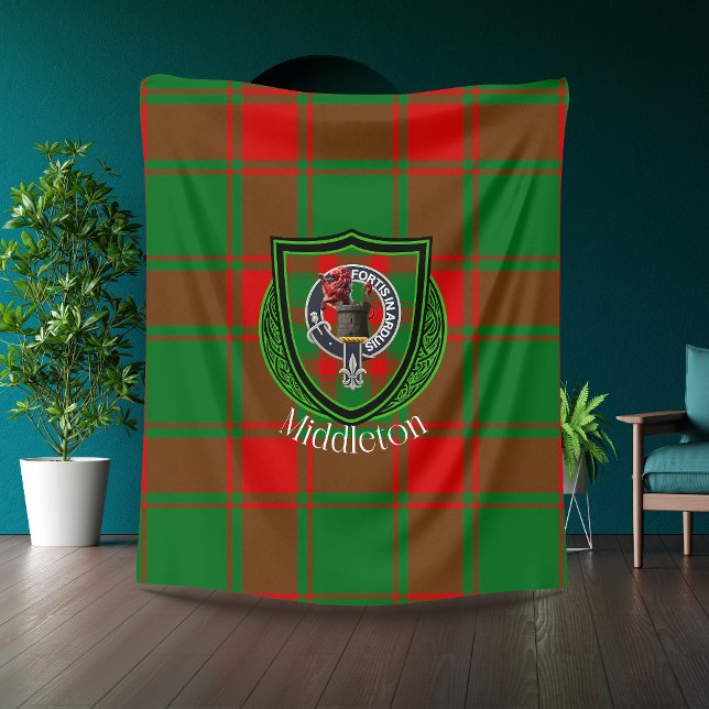 Middleton skotska klan tartan vapen fleecefilt (Skapare uppladdad)