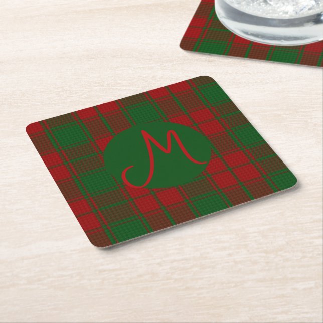 Middleton Tartan Monogrammed Underlägg Papper Kvadrat (Vinklad)