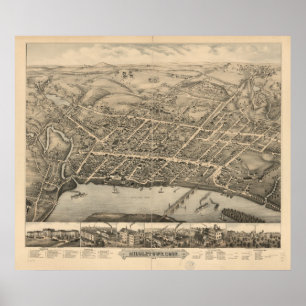 Middletown Connecticut 1877 antika panorama- karta Poster