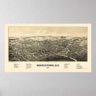 Middletown, NY Panoramic Karta - 1887 Poster