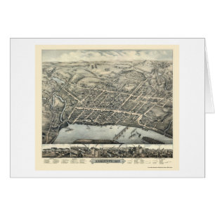Middletown panorama- karta för CT - 1877 Hälsningskort