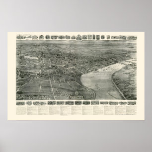 Middletown panorama- karta för CT - 1915 Poster