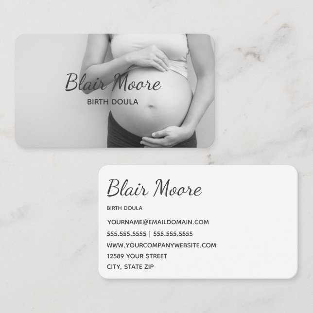 Midfru Birth Doula Visitkort (Fram/baksida)