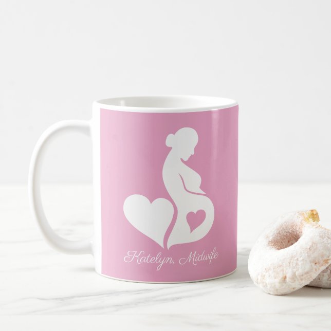 Midfru Doula Bevackra Personligs Rosa Kaffemugg (Med munk)
