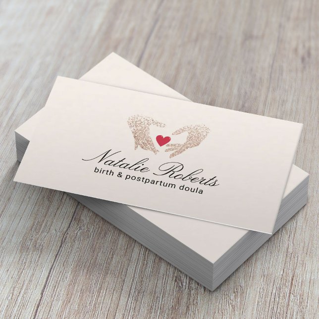 Midfru Doula Birth Coach Glitter Händer & Heart Visitkort (Skapare uppladdad)