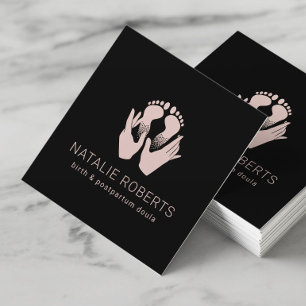 Midfru Doula Birth Coach Händer & Baby Feet Fyrkantigt Visitkort