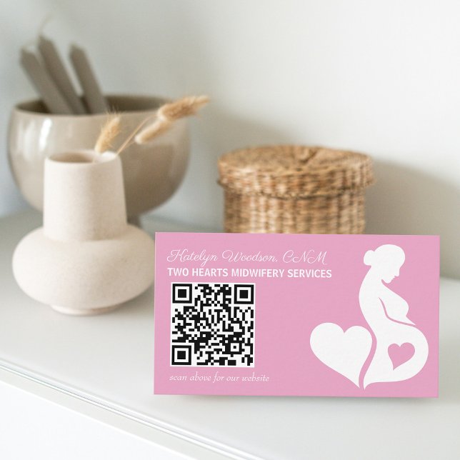 Midfru Doula Rosa Gravid Silhouette QR-kod Visitkort (Skapare uppladdad)