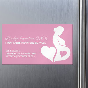 Midfru Gravid Doula Rosa Heart Magnetiska Visitkort