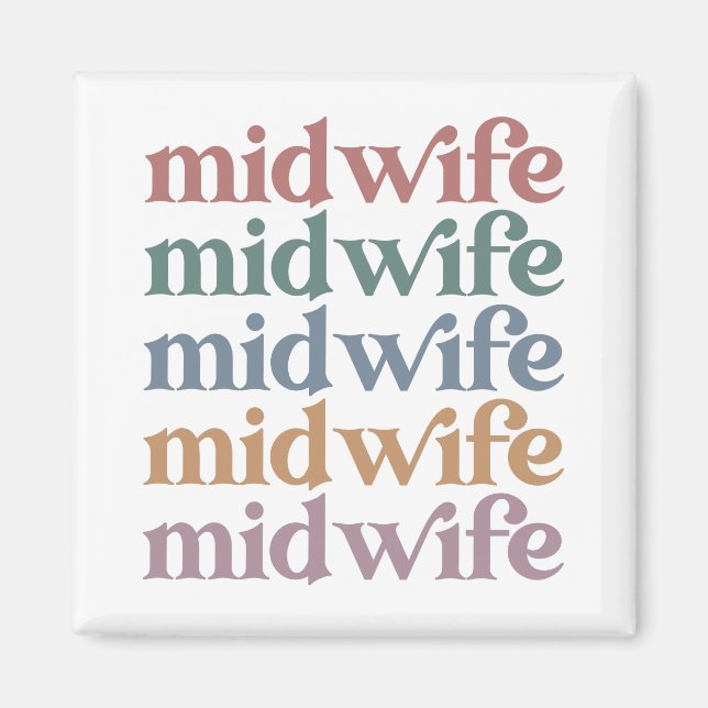 Midfru Retro Vintage Midwifery Gift Magnet (Framsidan)