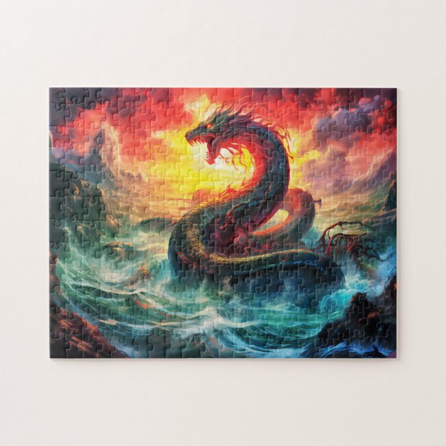 Midgard snake in the norhtern sea Viking mythology Pussel (Horisontell)