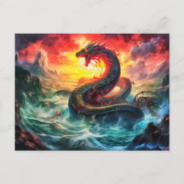 Midgard snake in the norhtern sea Viking mythology Vykort